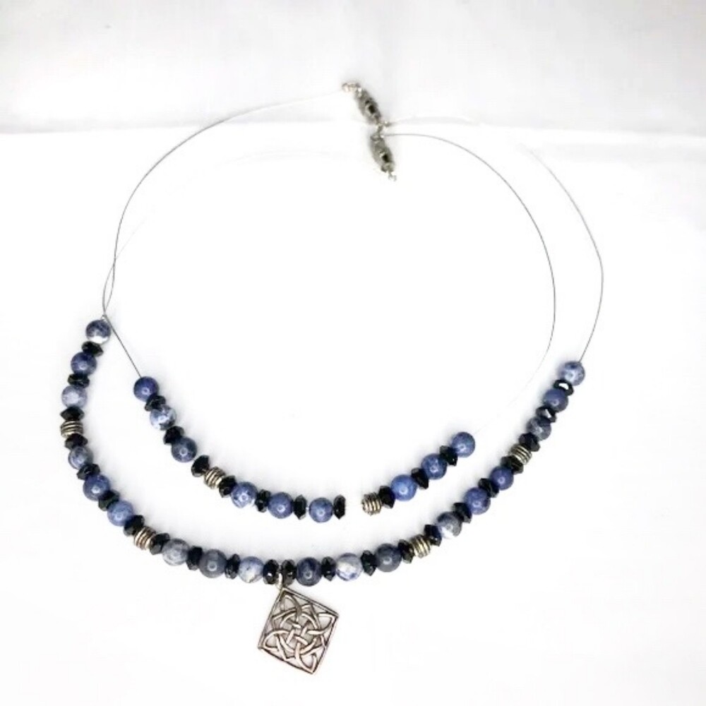 Handmade Beaded Wire Necklaces 2pc Purple & Black